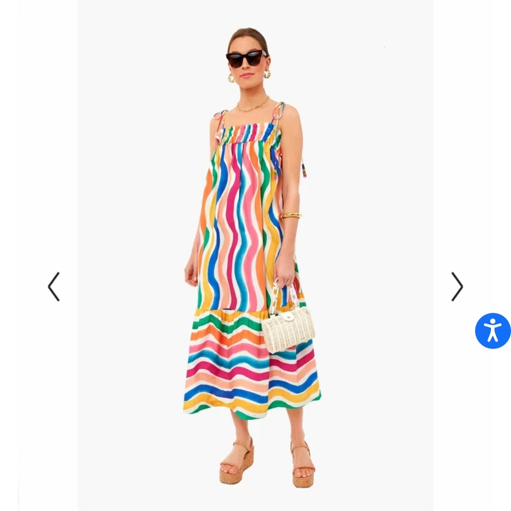 Farm Rio Dancing Stripes Midi Dress